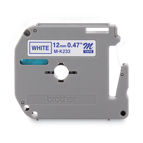 M Series Tape Cartridge for P-Touch Labelers, 0.47" x 26.2 ft, Blue on White