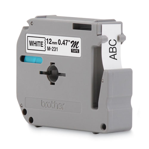 Image of Brother P-Touch® M Series Tape Cartridge For P-Touch Labelers, 0.47" X 26.2 Ft, Black On White