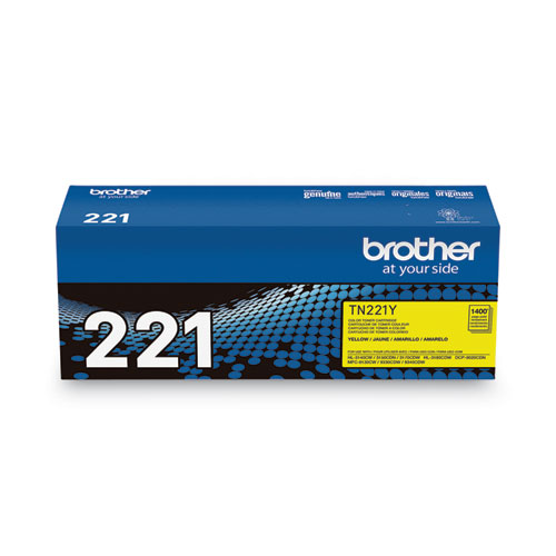 Image of Brother Tn221Y Toner, 1,400 Page-Yield, Yellow