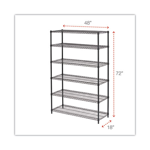 Image of Alera® Nsf Certified 6-Shelf Wire Shelving Kit, 48W X 18D X 72H, Black Anthracite
