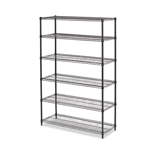 Image of NSF Certified 6-Shelf Wire Shelving Kit, 48w x 18d x 72h, Black Anthracite