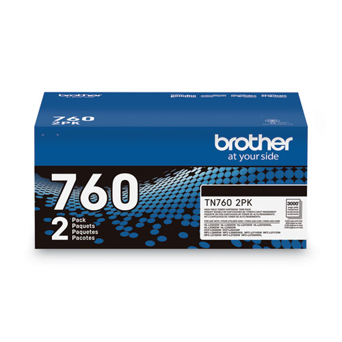 Image of Brother Tn7602Pk High-Yield Toner, 3,000 Page-Yield, Black, 2/Pack