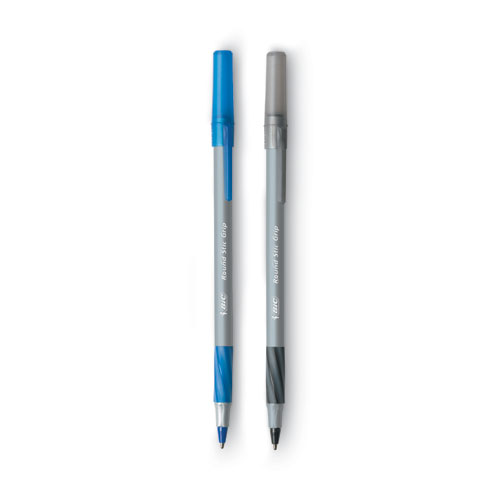 Bic Round Stic Grip Xtra Comfort Ballpoint Pen Blue Ink 1.2mm Medium Dozen