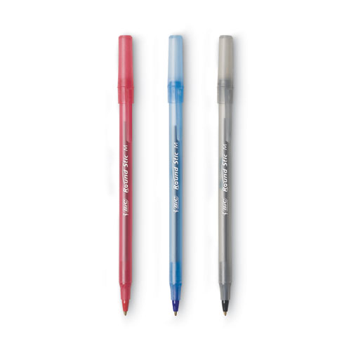 BIC Round Stic Grip Xtra Comfort Ballpoint Pens Medium Blue Black Red 26 Pack