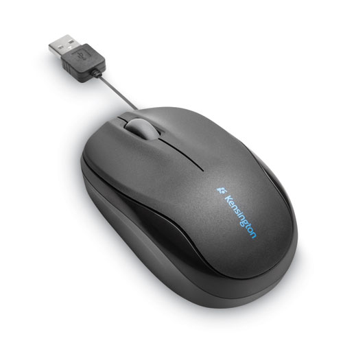 Image of Kensington® Pro Fit Optical Mouse With Retractable Cord, Usb 2.0, Left/Right Hand Use, Black