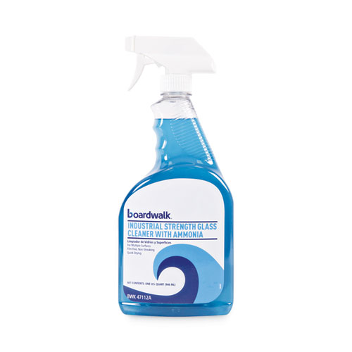 Image of Industrial Strength Glass Cleaner with Ammonia, 32 oz Trigger Spray Bottle, 12/Carton