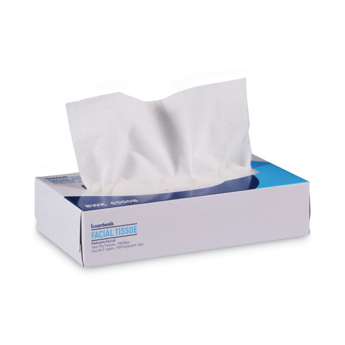 Boardwalk® Office Packs Facial Tissue, 2-Ply, White, Flat Box, 100 Sheets/Box, 30 Boxes/Carton