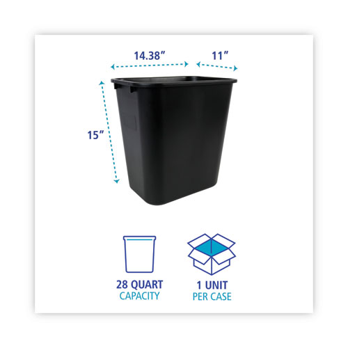 Image of Boardwalk® Soft-Sided Wastebasket, 28 Qt, Plastic, Black