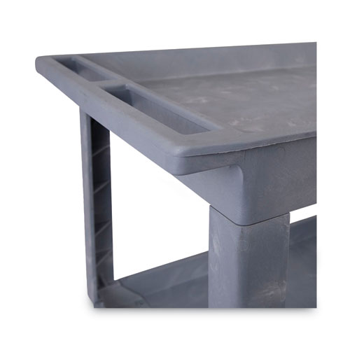 Image of Boardwalk® Two-Shelf Utility Cart, Plastic, 2 Shelves, 300 Lb Capacity, 24" X 40" X 31.5", Gray