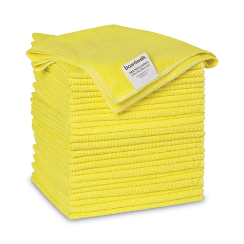 Image of Boardwalk® Microfiber Cleaning Cloths, 16 X 16, Yellow, 24/Pack