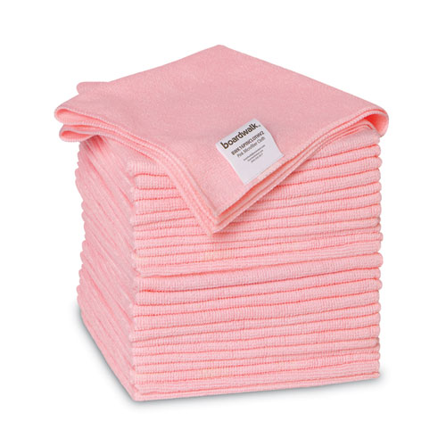 Image of Boardwalk® Microfiber Cleaning Cloths, 16 X 16, Pink, 24/Pack