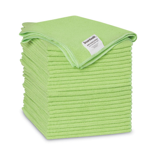 Image of Boardwalk® Microfiber Cleaning Cloths, 16 X 16, Green, 24/Pack
