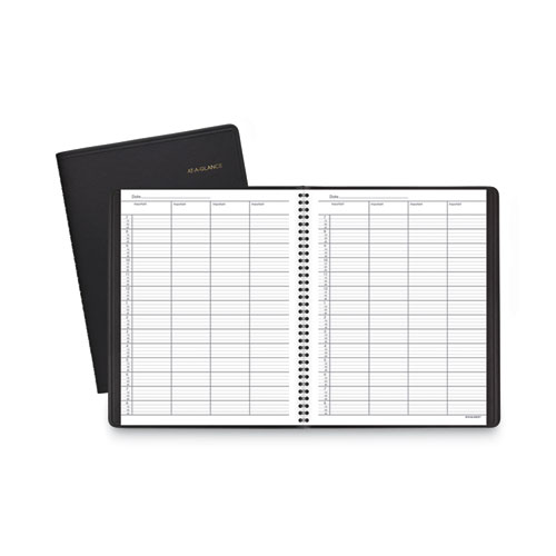 Four-Person Group Undated Daily Appointment Book, 10.88 x 8.5, Black Cover, 12-Month (Jan to Dec): Undated