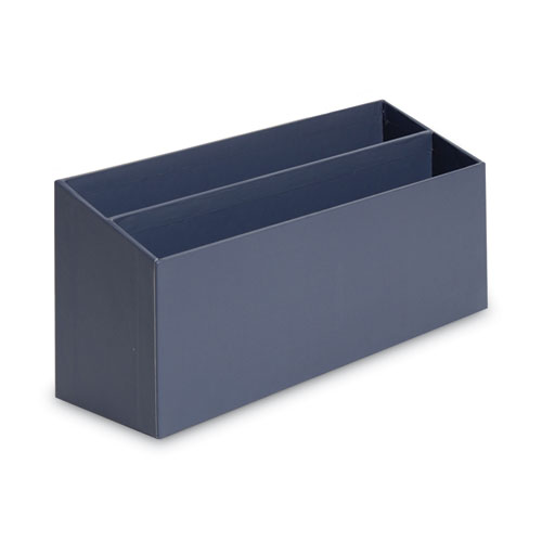 Four-Piece Desk Organization Kit, Magazine Holder/Paper Tray/Pencil Cup/Storage Bin, Chipboard, Navy