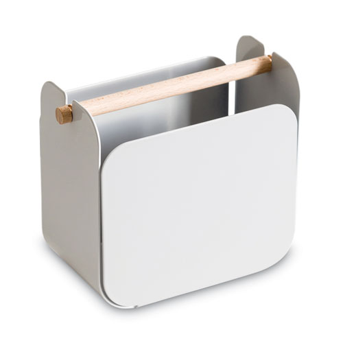 Image of U Brands Arc Desktop Organization Kit, Letter Sorter/Tape Dispenser/Utility Cup, Metal, Gray