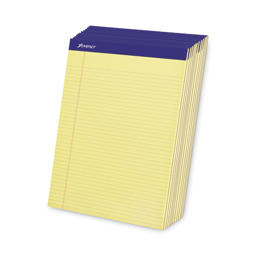 Image of Ampad® Perforated Writing Pads, Narrow Rule, 50 Canary-Yellow 8.5 X 11.75 Sheets, Dozen