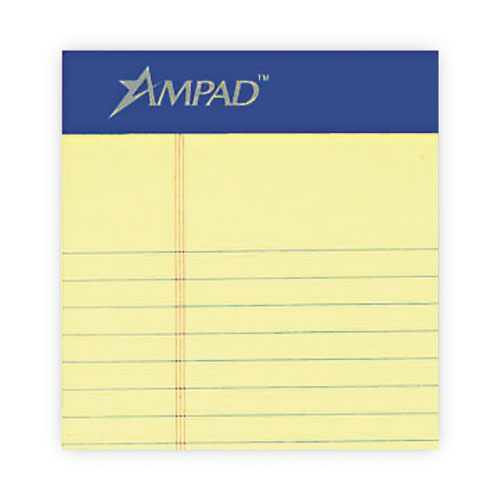 Image of Ampad® Perforated Writing Pads, Narrow Rule, 50 Canary-Yellow 8.5 X 11.75 Sheets, Dozen