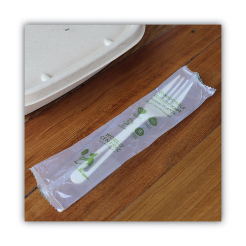 Image of World Centric® Tpla Compostable Cutlery, Fork, 6.3", White, 750/Carton