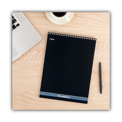 Image of Cambridge® Stiff-Back Wire Bound Notepad, Medium/College Rule, Navy Cover, 70 White 8.5 X 11.5 Sheets