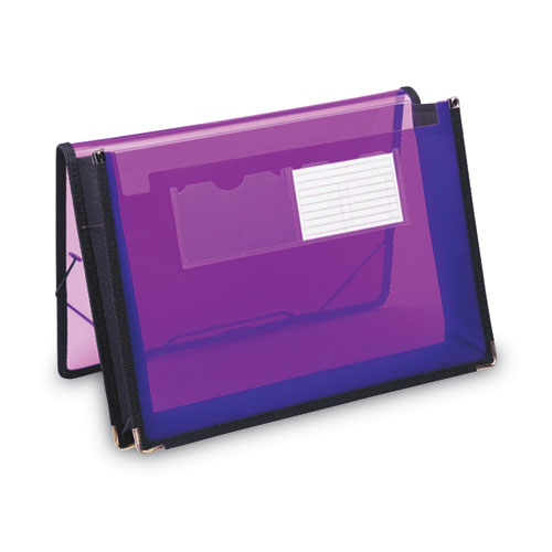 Poly Wallets, 2.25" Expansion, 1 Section, Elastic Cord Closure, Letter Size, Translucent Purple