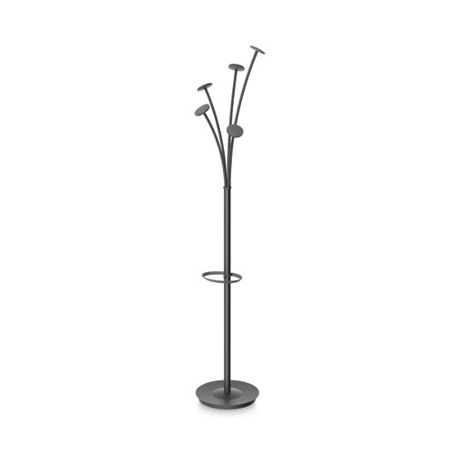 Festival Coat Stand with Umbrella Holder, 5 Knobs, 14w x 14d x 73.67h, Black