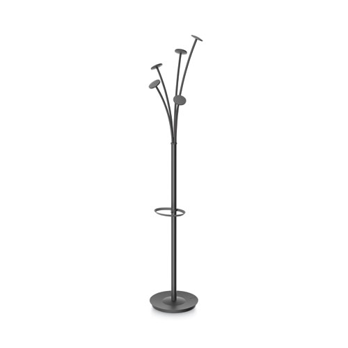 Image of Alba™ Festival Coat Stand With Umbrella Holder, Five Knobs, 14W X 14D X 73.67H, Black