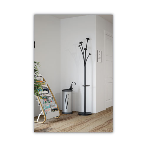 Image of Alba™ Festival Coat Stand With Umbrella Holder, Five Knobs, 14W X 14D X 73.67H, Black