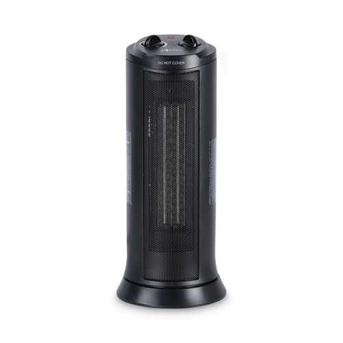 Mini Tower Ceramic Heater, 7.38" x 7.38" x 17.38", Black