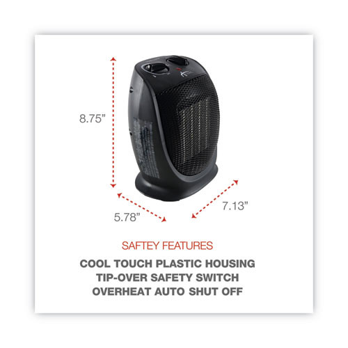Image of Alera® Ceramic Heater, 1,500 W, 7.12 X 5.87 X 8.75, Black