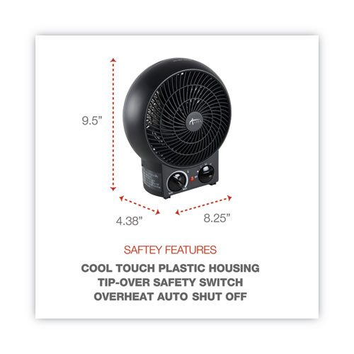 Image of Alera® Heater Fan, 1,500 W, 8.25 X 4.37 X 9.5, Black