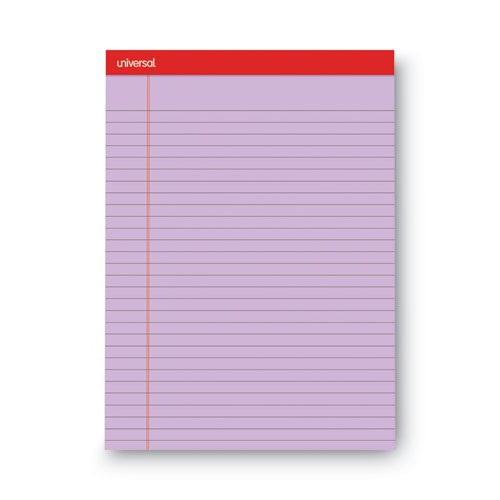 Universal® Colored Perforated Ruled Writing Pads, Wide/Legal Rule, 50 Assorted Color 8.5 X 11.75 Sheets, 6/Pack