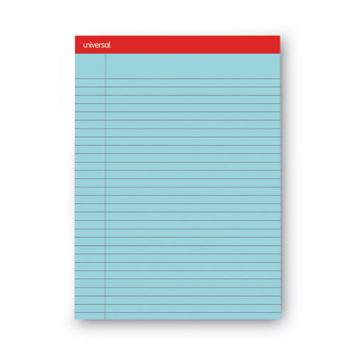 Universal® Colored Perforated Ruled Writing Pads, Wide/Legal Rule, 50 Blue 8.5 X 11 Sheets, Dozen