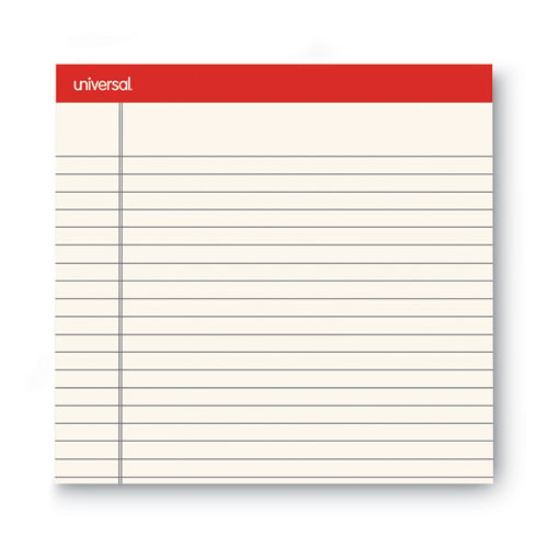 Image of Universal® Colored Perforated Ruled Writing Pads, Letter Size Pad (8.5 X 11.75), Wide/Legal Rule, 50 Ivory 8.5 X 11 Sheets, Dozen