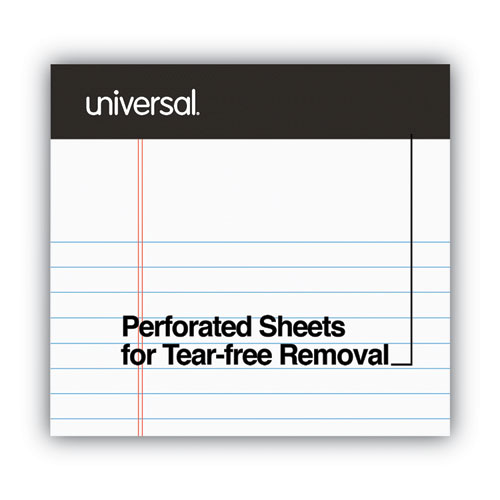 Image of Universal® Premium Ruled Writing Pads With Heavy-Duty Back, Narrow Rule, Black Headband, 50 White 5 X 8 Sheets, 6/Pack