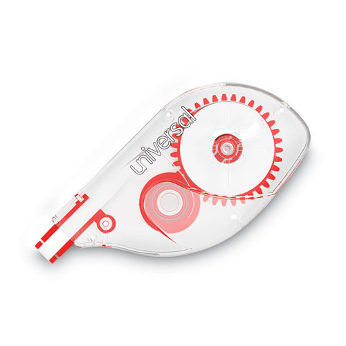 Side-Application Correction Tape, Transparent Gray/Red Applicator, 0.2" x 393", 2/Pack