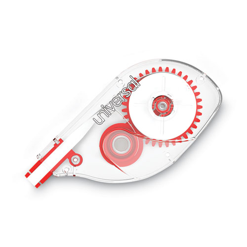 Universal® Side-Application Correction Tape, Non-Refillable, Transparent Gray/Red Applicator,  0.2" X 393", 10/Pack