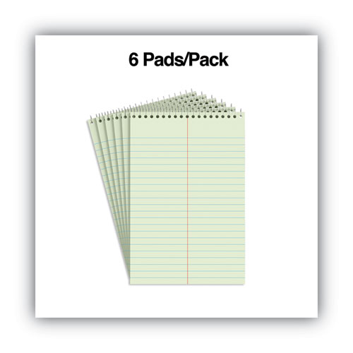 Image of Universal® Steno Pads, Gregg Rule, Red Cover, 80 Green-Tint 6 X 9 Sheets, 6/Pack