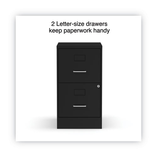 Image of Alera® Soho Vertical File Cabinet, 2 Drawers: File/File, Letter, Black, 14" X 18" X 24.1"