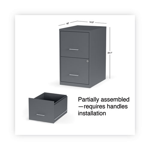 Image of Alera® Soho Vertical File Cabinet, 2 Drawers: File/File, Letter, Charcoal, 14" X 18" X 24.1"