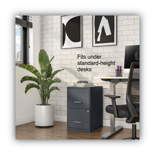 Image of Alera® Soho Vertical File Cabinet, 2 Drawers: File/File, Letter, Charcoal, 14" X 18" X 24.1"
