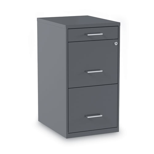 Image of Soho Vertical File Cabinet, 3 Drawers: Pencil/File/File, Letter, Charcoal, 14" x 18" x 26.9"