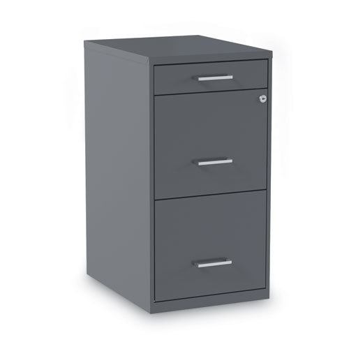 Alera® Soho Vertical File Cabinet, 3 Drawers: Pencil/File/File, Letter, Charcoal, 14" X 18" X 26.9"