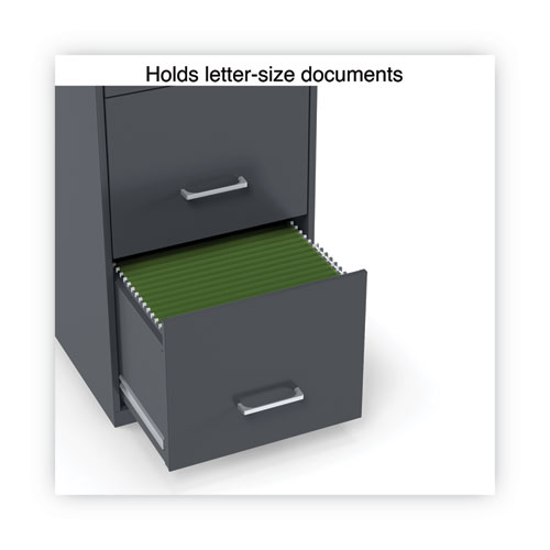 Soho Vertical File Cabinet, 3 Drawers: Pencil/File/File, Letter, Charcoal, 14" x 18" x 26.9"