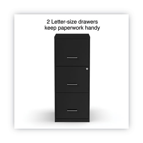 Image of Alera® Soho Vertical File Cabinet, 3 Drawers: File/File/File, Letter, Black, 14" X 18" X 34.9"