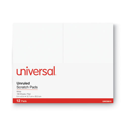 Image of Universal® Scratch Pads, Unruled, 5 X 8, White, 100 Sheets, 12/Pack