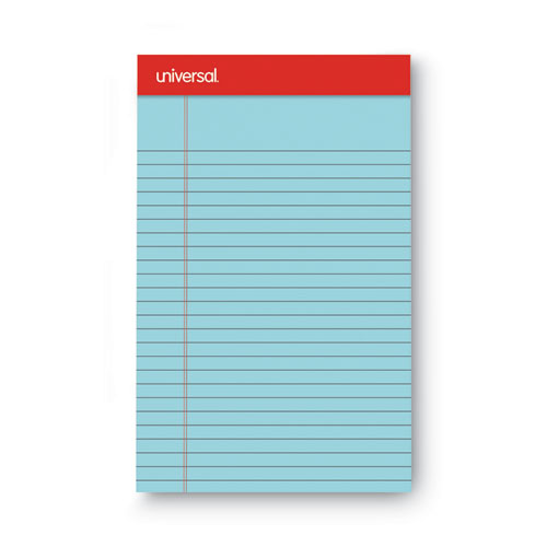 Universal® Colored Perforated Ruled Writing Pads, Narrow Rule, 50 Blue 5 X 8 Sheets, Dozen
