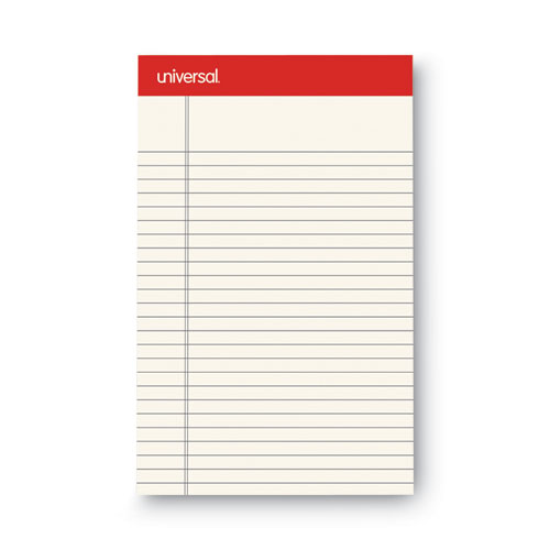 Universal® Colored Perforated Ruled Writing Pads, Narrow Rule, 50 Ivory 5 X 8 Sheets, Dozen