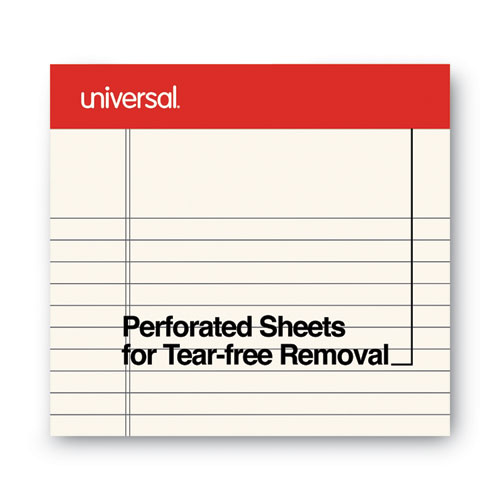 Image of Universal® Colored Perforated Ruled Writing Pads, Narrow Rule, 50 Ivory 5 X 8 Sheets, Dozen