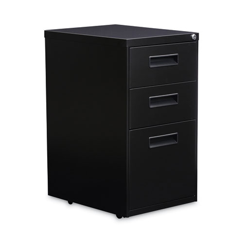 Image of File Pedestal, Left or Right, 3-Drawers: Box/Box/File, Legal/Letter, Black, 14.96" x 19.29" x 27.75"