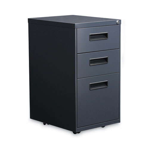 Alera® File Pedestal, Left or Right, 3-Drawers: Box/Box/File, Legal/Letter, Charcoal, 14.96" x 19.29" x 27.75"
